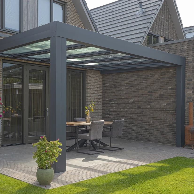 Cube-Design Aluminium-Terrassenüberdachung in Anthrazit